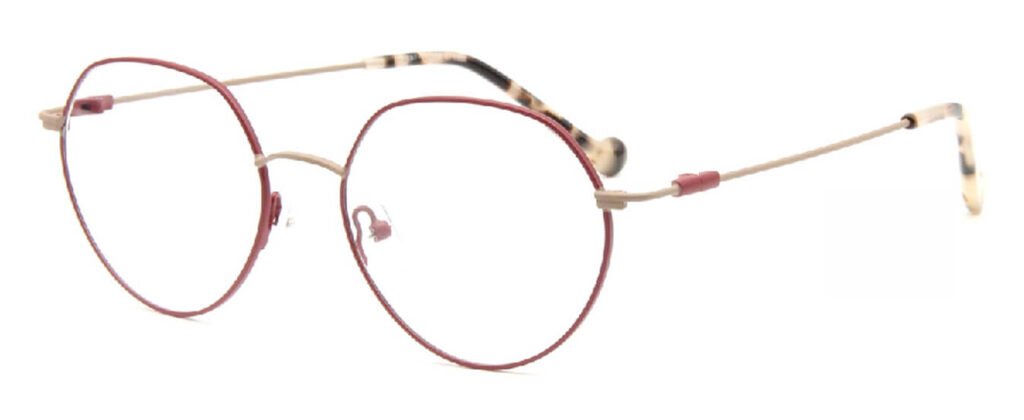 thin red women metal optical frames