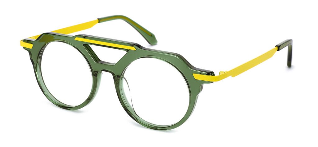 green color acetate metal combi optical frames