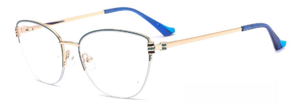 halfrim blue gold women metal optical frames