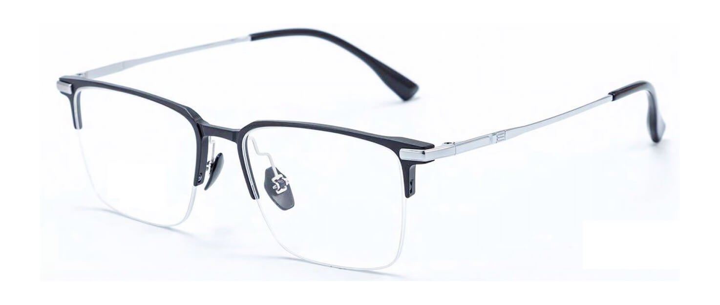 semi-rimless aluminum optical frames with titanium temples